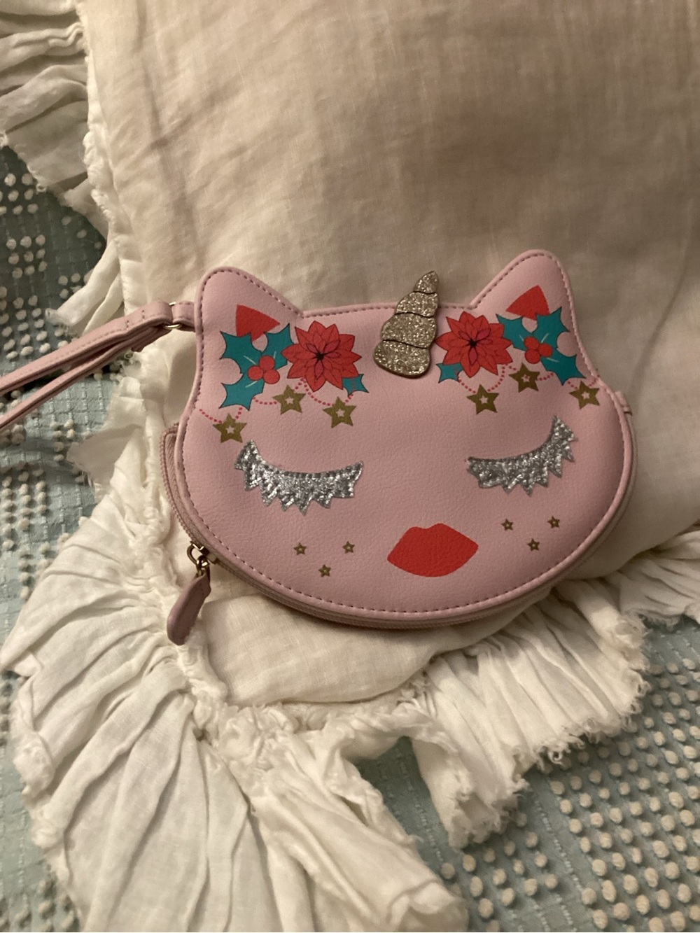 Betsey Johnson Pink Unicorn Cat Wristlet